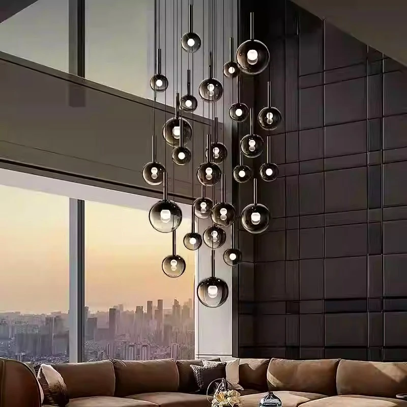 Interior Design Remote - Lustre en verre de Ping-pong noir,