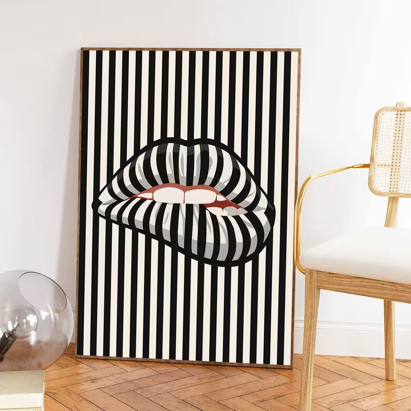 Affiche murale en toile rayée  - Interior Design Home Decor avis et prix